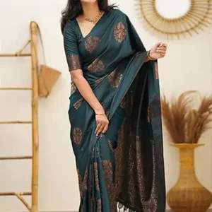Designer Copper Kanjeevaram Banarasi Silk Saree