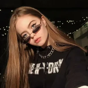 Women Black Metal Sunglasses