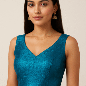 Glitter Designer Blouse for Women – Ready-to-Wear Partywear Saree Blouse with Dori and Padded Finish