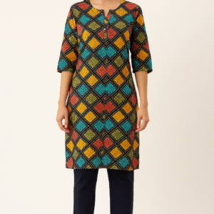 Multicolour Printed Straight Kurti Set for Women – Stylish Daily & Office Wear