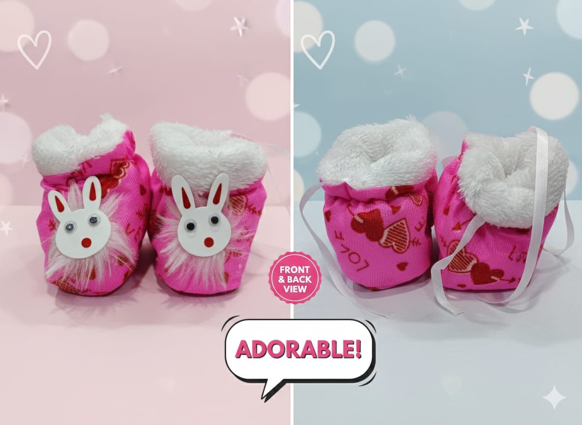 Cute Baby Winter Booties – Bunny Design (Soft & Warm) - Image 2
