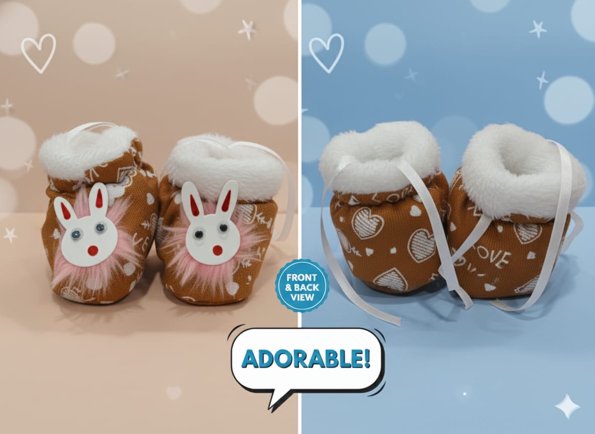 Cute Baby Winter Booties – Bunny Design (Soft & Warm) - Image 3