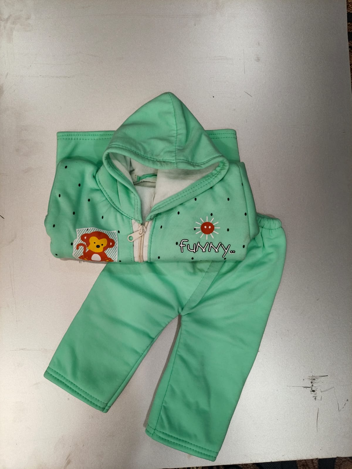 Kids Soft Fleece Hooded Sweatshirt & Pajama Set – Red (Cute Bear & Play Print) - Image 2