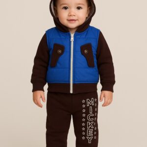 Toddler Boys’ Winter Hooded Sweatshirt & Vest Set with Printed Joggers | 3-Piece Warm Clothing Set for Kids