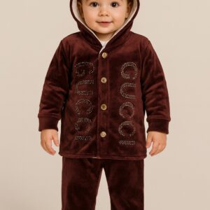 Toddler Boys’ Premium Velvet Hooded Winter Co-Ord Set | Soft Hoodie & Pajama Suit for Kids